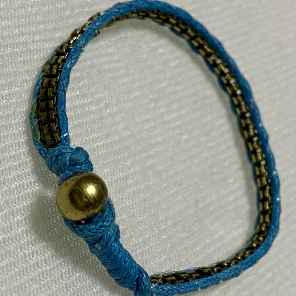 Blue and Gold Braided Bracelet